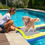 Rampa Inflable para Perros Whiffee 384 RAMP 60x40 Pulgadas Azul y Amarillo PVC