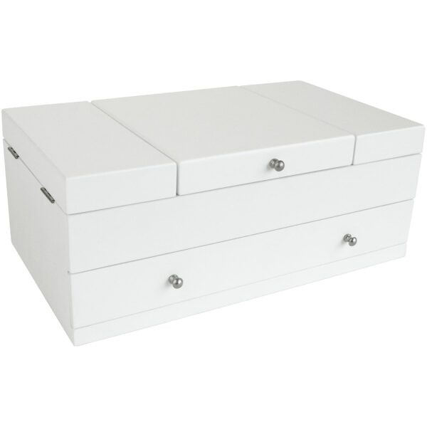 Joyero Mele & Co Everly Madera Triple Tapa Blanco 14x8x5.5 Pulgadas