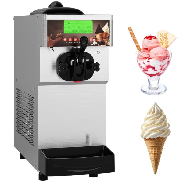 Máquina comercial de helado suave de 1500 W, 5.3-7.4 galones/hora, máquina de helado suave con pantalla de 5 pulgadas, f