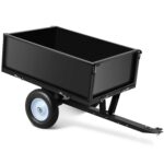 GarveeTech Remolque volquete de acero resistente, 500 libras/11.4 pies cúbicos de capacidad, carrito de jardín para cort
