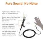 Amazon Basics Micrófono dinámico, micrófono vocal profesional con cable para karaoke, podcasting, actuaciones en vivo (p