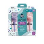 Biberón Anticólico Tommee Tippee Modelo 549504 9 oz Flujo Lento Paquete de 24 Rosado Púrpura