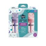 Biberón Anticólico Tommee Tippee Modelo 549504 9 oz Flujo Lento Paquete de 24 Rosado Púrpura