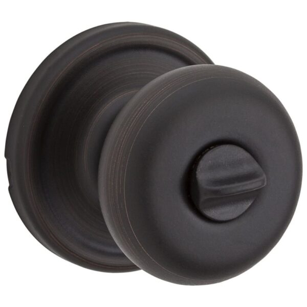 Kwikset Hancock - Pomo de puerta de privacidad interior con cerradura, manija de puerta para baño y dormitorio, pomo de