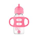 Botella con Popote Dr. Brown's Milestones WB92023-WEB Cuello Ancho 9 Onzas Gris y Rosa 2 Unidades Paquete de 6