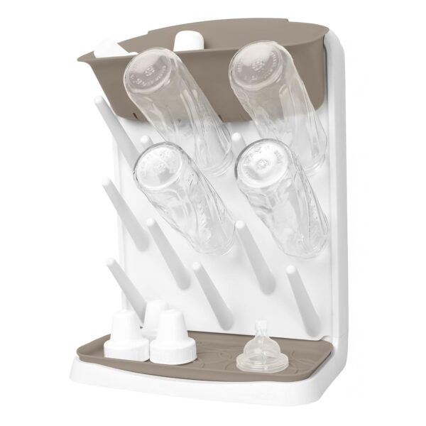 Estante de Secado Vertical para Biberones Ubbi Modelo 10386-A Gris Pardo Paquete de 6 con 13 Clavijas Compartimento Supe