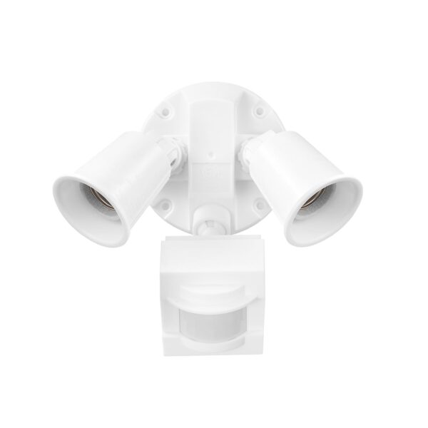 Luz de Inundación de Seguridad Globe Electric 17000269 Doble Cabeza 240 W Sensor de Movimiento 110 Grados Blanco Paquete