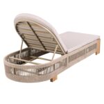 Tumbona para Exteriores Merax 2 Piezas Madera de Acacia Respaldo Ajustable Cojín Impermeable Beige