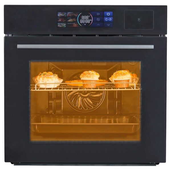 Horno eléctrico de pared integrado de 24 pulgadas con vapor, parrilla y freidora de aire, horno de convección de 3000 W,