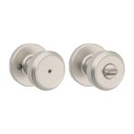 Kwikset Maven - Pomo de puerta de privacidad interior con cerradura, manija de puerta redonda para baño y dormitorio, po