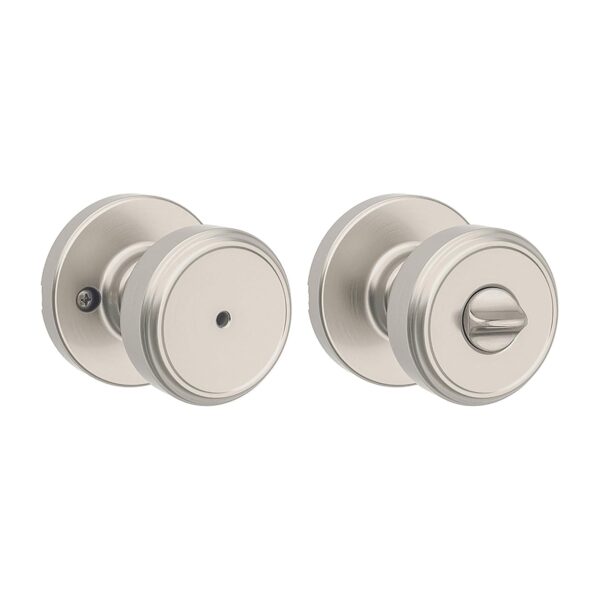 Kwikset Maven - Pomo de puerta de privacidad interior con cerradura, manija de puerta redonda para baño y dormitorio, po