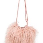 Bolso Janie A.L.C. HHBPO00030 Color Arenisca Rosa Plumas de Avestruz con Satén