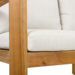 Juego de Muebles para Patio Christopher Knight Home Kayahs 328150R 3 Piezas Madera de Acacia Teca y Beige