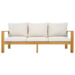 Juego de Muebles para Patio Christopher Knight Home Kayahs 328150R 3 Piezas Madera de Acacia Teca y Beige