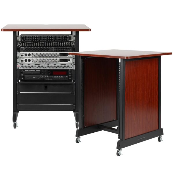 Rok-It By Frameworks Studio Series Gabinete de Rack de Madera 14U con Ruedas y Pies Niveladores, Cereza (RI-STRK-14U-CH)