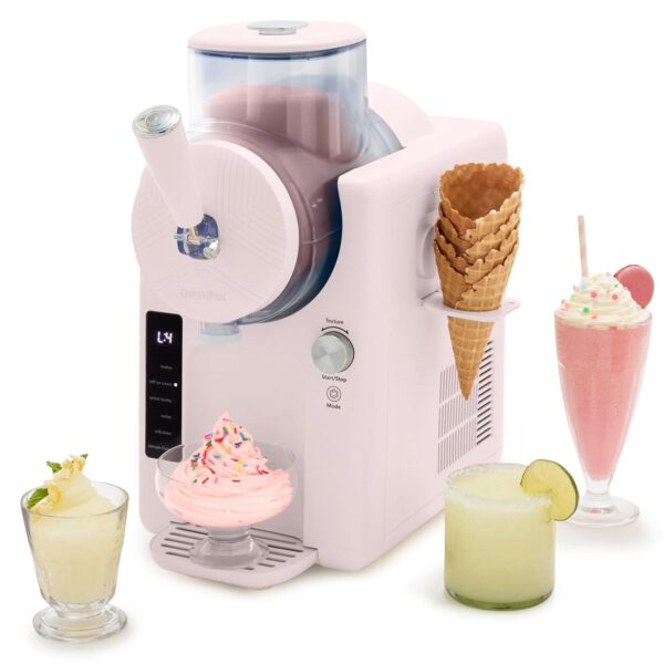 GreenPan Máquina para hacer helados y granizados, suave, sorbete, margaritas, batidos, yogur congelado, sin precongelaci