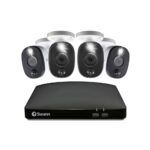 Swann DVR cableado para hogar/negocio, sistema de cámara de seguridad Full HD de 1080p, 8 canales, 4 cámaras para interi