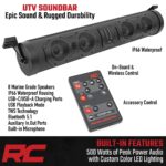 Barra de Sonido UTV Rough Country 99515_A Bluetooth 500 Watts 8 Altavoces Impermeable IP66 Negro