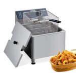 Freidora comercial de 1700 W 11L/3.3 galones | Termostato ajustable de acero inoxidable 201 y tapa de seguridad contra s