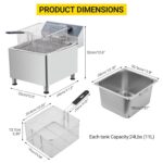 Freidora comercial de 1700 W 11L/3.3 galones | Termostato ajustable de acero inoxidable 201 y tapa de seguridad contra s