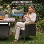 Juego de Muebles para Patio Wisteria Lane ZVN0910GY-WW-VC 5 Piezas Mesa y Sillas de Ratán con Superficie de Madera de Ac