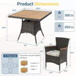 Juego de Muebles para Patio Wisteria Lane ZVN0910GY-WW-VC 5 Piezas Mesa y Sillas de Ratán con Superficie de Madera de Ac