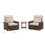 Juego Reclinable de Mimbre Teamson Home THF0124BR 3 Piezas Color Beige con Reposabrazos de Madera de Eucalipto y Mesa Au