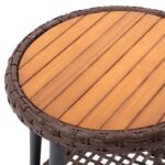 Juego Reclinable de Mimbre Teamson Home THF0124BR 3 Piezas Color Beige con Reposabrazos de Madera de Eucalipto y Mesa Au