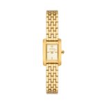 Reloj Tory Burch Eleanor Mini TBW1092 Caja Rectangular Acero Inoxidable Dorado Esfera Blanco Sucio