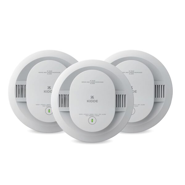 Kidde Detector de humo y monóxido de carbono, funciona con batería de 10 años, con alertas de voz, luces de estado LED,