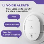 Kidde Detector de humo y monóxido de carbono, funciona con batería de 10 años, con alertas de voz, luces de estado LED,