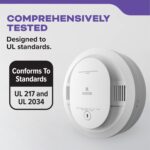 Kidde Detector de humo y monóxido de carbono, funciona con batería de 10 años, con alertas de voz, luces de estado LED,