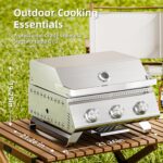 Parrilla de Gas Propano Portátil Electactic TG0130K 3 Quemadores 24000 BTU Acero Inoxidable 2 en 1 Plancha y Parrilla