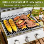 Parrilla de Gas Propano Portátil Electactic TG0130K 3 Quemadores 24000 BTU Acero Inoxidable 2 en 1 Plancha y Parrilla