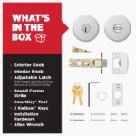 Kwikset Pismo - Pomo para puerta de entrada con cerradura y llave, manija segura con llave, perilla exterior para puerta