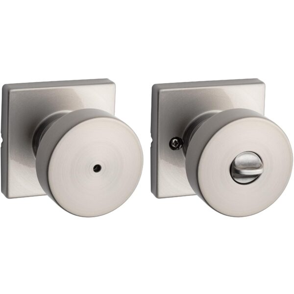 Kwikset Pismo - Pomo de puerta de privacidad interior con cerradura, manija de puerta para baño y dormitorio, pomo de pu