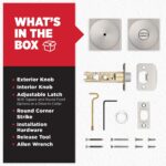 Kwikset Pismo - Pomo de puerta de privacidad interior con cerradura, manija de puerta para baño y dormitorio, pomo de pu