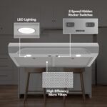 Campana extractora de acero inoxidable de 30 pulgadas con ventilador de 350 CFM MAX de 1.5 sones de alta eficiencia