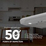 Campana extractora de acero inoxidable de 30 pulgadas con ventilador de 350 CFM MAX de 1.5 sones de alta eficiencia
