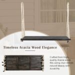 Banco Oscilante YOPTO de Madera de Acacia 63 Pulgadas para 2 Adultos con Cojín y Almohadas Cuerdas de Cáñamo 10.8 Pies C