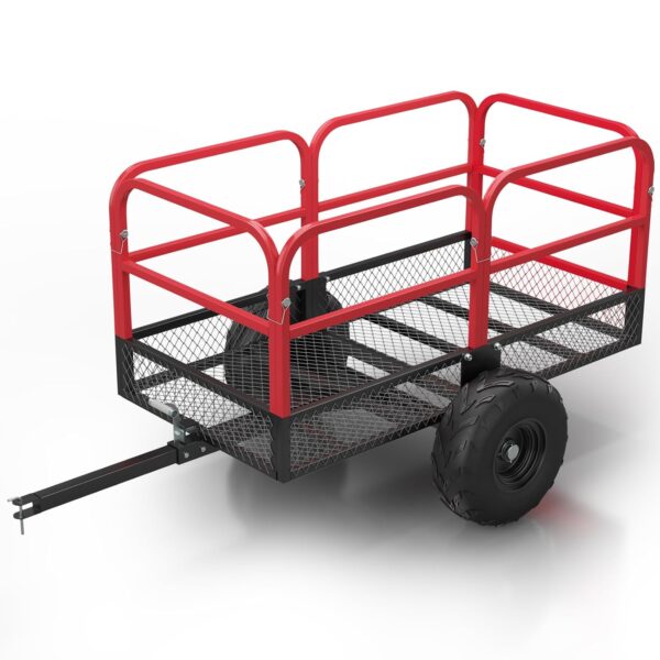 Carro de descarga de remolque ATV, 1700 libras, 17 pies cúbicos, remolque de jardín de patio con lados extraíbles, remol