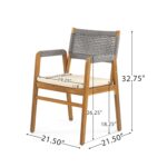 Juego de Comedor Christopher Knight Home Zed 322592 3 Piezas Madera de Acacia Mesa Redonda Color Teca y Gris