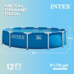 Piscina Intex Marco de Metal 28211EP 12 Pies x 30 Pulgadas Redonda Azul con Bomba de Filtro de Cartucho 530 GPH