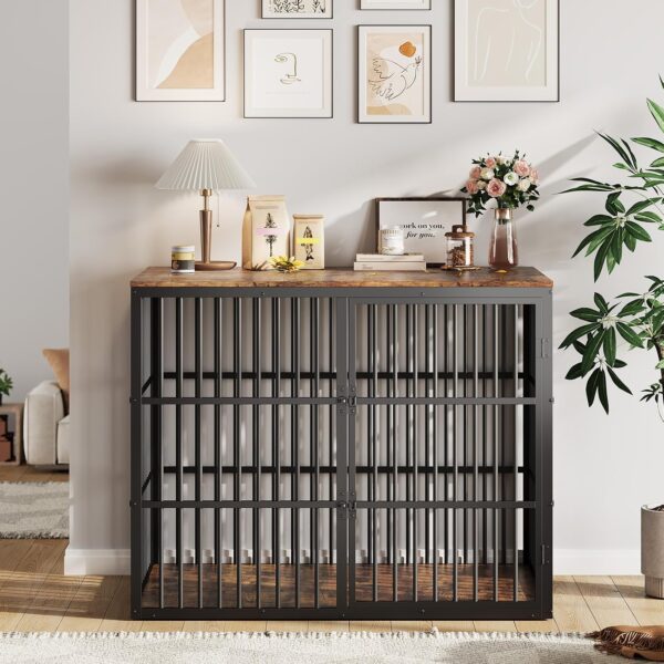 Jaula para Perros CuisinSmart mFLguhfQKtc1lMdoRqHj6QaQN46L 47.24x29.13x37.6 Pulgadas Mesa Auxiliar 3 en 1 Metal y Madera