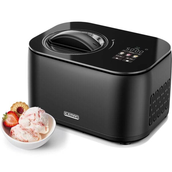 Chefman Iceman Fabricante de Helado, Sin Necesidad de Pre-Congelación con Compresor Integrado, Hace Helado, Yogur Congel
