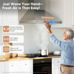VIKIO HOME Campana extractora de montaje en pared de 30 pulgadas, 900 CFM, detección de gestos de 3 velocidades y contro
