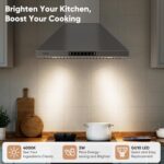 VIKIO HOME Campana extractora de montaje en pared de 30 pulgadas, 900 CFM, detección de gestos de 3 velocidades y contro