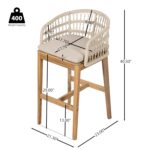 Juego de 2 Taburetes de Bar Christopher Knight Home 338227 Madera de Acacia con Cojín Teca y Beige