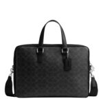 Maletín Coach Caden Brief CCC81 Lona Recubierta Negro Compatible con Laptop 16 Pulgadas