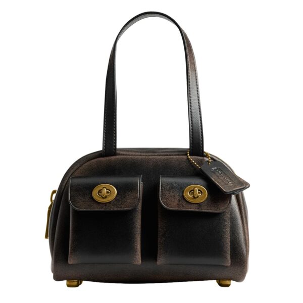 Bolsa Coach Twin Turnlock 20 para Mujer Cuero Loved Color Cuero Latón Negro